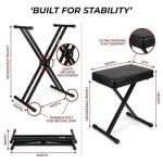 RockJam 61 Key Keyboard Piano Stand With Pitch Bend Kit, Piano Bench, Headphones, Simply Piano App & Keynote Stickers