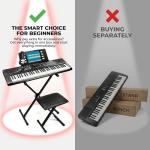 RockJam 61 Key Keyboard Piano Stand With Pitch Bend Kit, Piano Bench, Headphones, Simply Piano App & Keynote Stickers
