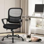 Sweetcrispy Ergonomic Mid-Back Mesh Home Office Desk Chair with Wheels, Lumbar Support, and Comfortable Armrests for Home, Bedroom, Study, Office