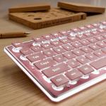 SEUNKWANG EWEADN GX710S Backlit Computer Keyboards, Wired USB Keyboard with White Backlit, Metal Panel, Plug and Play, Pudding Keycaps Full Size Quite Computer Keyboard for Win/PC/Laptop-Pink