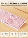 SEUNKWANG EWEADN GX710S Backlit Computer Keyboards, Wired USB Keyboard with White Backlit, Metal Panel, Plug and Play, Pudding Keycaps Full Size Quite Computer Keyboard for Win/PC/Laptop-Pink