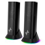 Nylavee Computer Speakers, Hi-Fi Stereo Sound PC Speakers with 9 LED Lighting Modes, Bass Boost, USB/USB-C Powered and 3.5mm Wired Connection for Desktop, PC, MacBook, Laptop, Monitor, Gaming