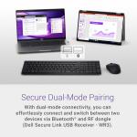 Dell Mobile Wireless Mouse - MS3320W, Wireless - 2.4 GHz, Bluetooth 5.0, Optical LED, Mechanical Scroll, 1600 DPI, 3-Buttons - Black