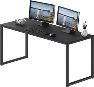 SHW Mission Home Office 55-Inch Large Computer Desk, 24'' Deep, Black