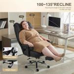 EXCEBET Big and Tall Office Chair 400lbs Wide Seat, Leather High Back Executive Office Chair with Foot Rest, Ergonomic Office Chair Lumbar Support for Lower Back Pain Relief (Black)