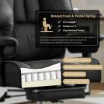 EXCEBET Big and Tall Office Chair 400lbs Wide Seat, Leather High Back Executive Office Chair with Foot Rest, Ergonomic Office Chair Lumbar Support for Lower Back Pain Relief (Black)