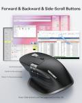 TECKNET Wireless Mouse, Bluetooth Mouse (BT5.3/5.0 & 2.4G) Rechargeable Ergonomic Optical Mouse with 6 Adjustable DPI, Side Scroll, Quiet Clicks, USB A Receiver, 7 Buttons, Wide Compatibility - Black