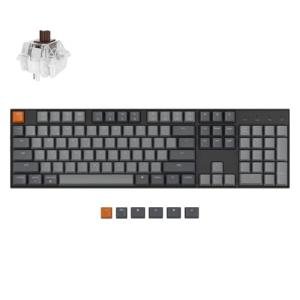 Keychron K10 Full Size 104 Keys Bluetooth Wireless Mechanical Gaming Keyboard for Mac Windows with Keychron Super Brown Switch, Multitasking/White LED Backlight/USB C Wired Computer Keyboard