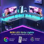Rolanstar L-Shaped Gaming Desk with LED Lights