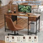 DUMOS Computer Desk 47 Inch with 4 Drawers Home Office Table with Mesh Shelf for Work Study Writing Gaming Storage Furniture for Bedroom, Rustic Brown