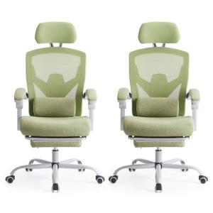 Sweetcrispy Office Computer Desk Chair, Ergonomic High-Back Mesh Rolling Work Swivel Chairs with Wheels, Comfortable Lumbar Support, Comfy Arms for Home, Bedroom, Study, Student, Green