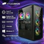 STGAubron Gaming PC Desktop Computer, Radeon RX 590 8G, Intel Core i7 up to 3.9G, 32GB RAM, 1TB SSD, WiFi 6, BT 5.0, RGB Fan x4, Windows 11 Home
