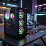 STGAubron Gaming PC Desktop Computer, Radeon RX 590 8G, Intel Core i7 up to 3.9G, 32GB RAM, 1TB SSD, WiFi 6, BT 5.0, RGB Fan x4, Windows 11 Home