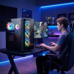 STGAubron Gaming PC Desktop Computer, Radeon RX 590 8G, Intel Core i7 up to 3.9G, 32GB RAM, 1TB SSD, WiFi 6, BT 5.0, RGB Fan x4, Windows 11 Home