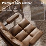 Ollega Brown Office Chair, Mid Century Modern Desk Chair with Arms, Thickend Back and Seat, Adjustable Height, Wheels, Vintage Leather Computer Chair for Home, Office