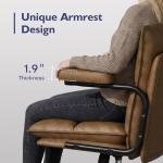 Ollega Brown Office Chair, Mid Century Modern Desk Chair with Arms, Thickend Back and Seat, Adjustable Height, Wheels, Vintage Leather Computer Chair for Home, Office