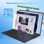 Auusda Laptop Computer, 32GB RAM, 1TB SSD, Ryzen 5 3000 Series 4C8T 3.7/2.1GHz, 16" FHD+, Webcam, Privacy Shutter, Backlit KB, Fingerprint, USB-C 65W Charging, 3 USBA, Win11Pro, WiFi 6, T160R, Black