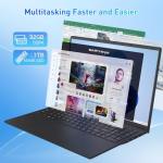 Auusda Laptop Computer, 32GB RAM, 1TB SSD, Ryzen 5 3000 Series 4C8T 3.7/2.1GHz, 16" FHD+, Webcam, Privacy Shutter, Backlit KB, Fingerprint, USB-C 65W Charging, 3 USBA, Win11Pro, WiFi 6, T160R, Black