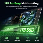 Tylvx 18.5" FHD Laptop Computer, 24GB RAM 1TB SSD, Dual-Core m3-8100Y up to 3.4GHz, HDMI,RJ45,Large Screen Win11 Laptop for Student, Home Business, Multitasking & Entertainment