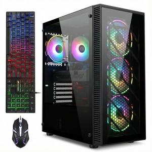 STGAubron Gaming PC Computer Desktop,AMD Ryzen 5 5500 up to 4.2GHz, Radeon RX 580 8G, 16G DDR4, 512G SSD, WiFi 6 5G & BT 5.2, RGB Fan x4, Windows 11 Home