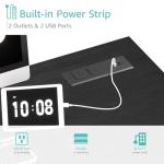 Lufeiya 39 inch Computer Desk with Power Outlet, 40 inch Teen Study Table Home Office Work Writing Desks with Charging Station Outlets Built in, Black