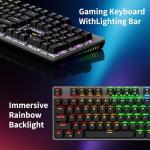 Newmen GM325Pro Mechanical Keyboard,104 Keys Rainbow LED Backlit Wired Gaming Keyboards,Hot-Swap Metal Panel ABS Black Keycaps Gaming Mechanical Keyboard for Windows Laptop PC Linear Red Switches