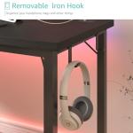 Lufeiya 39 inch Computer Desk with Power Outlet, 40 inch Teen Study Table Home Office Work Writing Desks with Charging Station Outlets Built in, Black