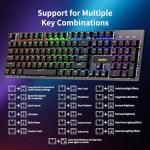 Newmen GM325Pro Mechanical Keyboard,104 Keys Rainbow LED Backlit Wired Gaming Keyboards,Hot-Swap Metal Panel ABS Black Keycaps Gaming Mechanical Keyboard for Windows Laptop PC Linear Red Switches