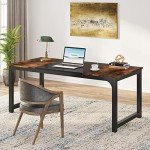 Tribesigns Vintage Brown and Black Office Desk