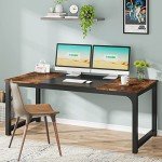 Tribesigns Vintage Brown and Black Office Desk