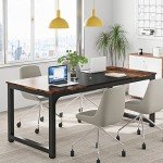 Tribesigns Vintage Brown and Black Office Desk