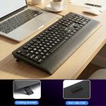 Large Print Keyboard, USB Wired Keyboard with Wrist Rest & Included Dust Cover - 104 Key Full Size Easy to See Keyboard, Black with White Letters, for Seniors, Low Vision, Office Typing,Foldable Feet