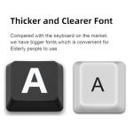 Large Print Keyboard, USB Wired Keyboard with Wrist Rest & Included Dust Cover - 104 Key Full Size Easy to See Keyboard, Black with White Letters, for Seniors, Low Vision, Office Typing,Foldable Feet