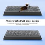 Large Print Keyboard, USB Wired Keyboard with Wrist Rest & Included Dust Cover - 104 Key Full Size Easy to See Keyboard, Black with White Letters, for Seniors, Low Vision, Office Typing,Foldable Feet