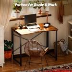 Huuger Folding Desk for Small Spaces, 31.5 Inch Foldable Computer Table, for Home Office, Study, Bedroom, Dorm, Space Saving, Small Writing Work Office Computer Desk, Easy to Fold, Rustic Brown