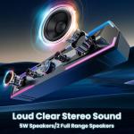 Tylubio Computer Speakers PC Sound Bar with Stereo Sound, Flowing LED & Push-Button Control Computer Speaker for Desktop Laptop Monitor, USB Input Black