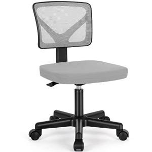 Sweetcrispy Office Desk Chair, Ergonomic Low-Back Mesh Rolling Work Swivel Chairs with Wheels, Armless Comfortable Seat Lumbar Support for Home, Bedroom, Study, Student, Adults,Classic Grey