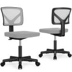 Sweetcrispy Office Desk Chair, Ergonomic Low-Back Mesh Rolling Work Swivel Chairs with Wheels, Armless Comfortable Seat Lumbar Support for Home, Bedroom, Study, Student, Adults,Classic Grey