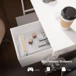 Pamray 39 Inch Computer Desk with Monitor Stand Small Home Office Desks with Non-Woven Storage Drawer for Bedroom Study Table Writing and Work Desk White,White Leg