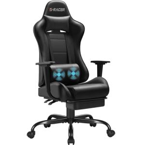Homall Ergonomic Gaming Chair with Footrest - Black