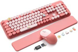 Cute Retro Wireless Keyboard and Mouse Combo