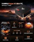 KAMRUI Hyper H1 Mini Gaming PC, AMD Ryzen 7 6800H, 32GB DDR5 (Upgradable, Not LPDDR) 512GB NVMe SSD Mini PC(8C/16T,up to 4.7GHz), 16MB L3 Smart Cache, Triple 4K Display/WiFi6/BT5.2/Mini Desktop PC