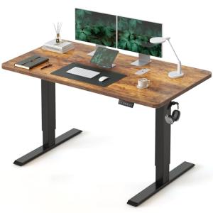CubiCubi Electric Standing Desk, 48 x 24 Inches Height Adjustable Sit Stand Desk, Ergonomic Home Office Computer Workstation, Rustic Brown