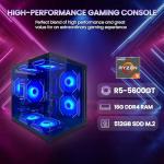 suevery Gaming Desktop Computer | 16G Memory | 512G SSD | AMD Ryzen5 5600GT | 6Core CPU Integration Radeon Vega Graphics | Wi-Fi Prebuilt Gamer Pc Black