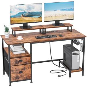 Furologee 47" Computer Desk with Drawer & Outlets