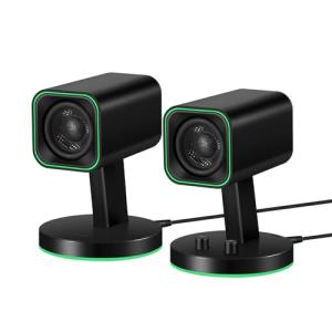 Sanyun SW202 24W PC Gaming Speakers with 16bit DAC USB, Bluetooth 5.2 and Aux Inputs, 3 EQ Sound Modes, 2.0 RGB Lighting Multimedia Speakers for Computer Desktop Monitor Laptop, Black