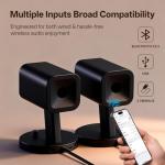 Sanyun SW202 24W PC Gaming Speakers with 16bit DAC USB, Bluetooth 5.2 and Aux Inputs, 3 EQ Sound Modes, 2.0 RGB Lighting Multimedia Speakers for Computer Desktop Monitor Laptop, Black