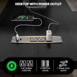 Korfile 59 inch L Shaped Computer Desk with Power Outlets, Home Office Desk with 4 Adjustable Storage Drawers & 2 Monitor Stands, Two Person Gaming Table for Bedroom, Black