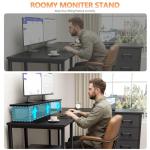 Korfile 59 inch L Shaped Computer Desk with Power Outlets, Home Office Desk with 4 Adjustable Storage Drawers & 2 Monitor Stands, Two Person Gaming Table for Bedroom, Black