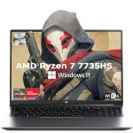 KAIGERR Gaming Laptop, 2025 Laptop with AMD Ryzen 7 7735HS (8C/16T, Up to 4.75GHz), 16GB DDR5 512GB NVMe SSD Laptop Computer, Up to 4TB, 16-inch FHD Display, WiFi 6, Backlit KB, Type-C, Dual Fans
